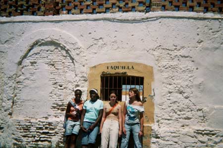 Some girls from the kid's club in front of the bullring