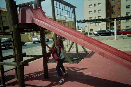 There might be a track below the playground slide