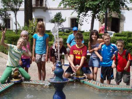 Some relief from the sun's heat with frog fountain
